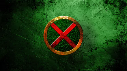 4K Ultra HD DC Comics wallpaper featuring the Martian Manhunter logo with a textured green background and a bold red X encased in a metallic ring.