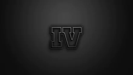 Minimalist HD PC desktop wallpaper featuring the Roman numeral IV, representing the video game Grand Theft Auto IV, set against a dark textured background.