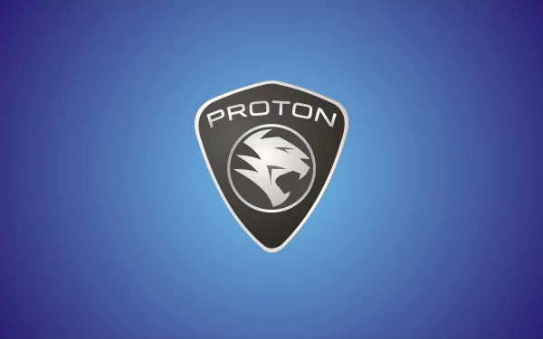 Proton vehicle logo displayed in sharp detail on a blue gradient background, presented as a 4K Ultra HD PC desktop wallpaper.