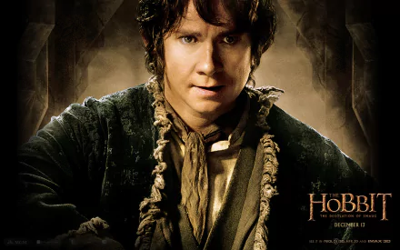 A high-definition desktop wallpaper featuring a character from The Hobbit: The Desolation of Smaug, showcasing a close-up of a lead character in a dramatic pose.