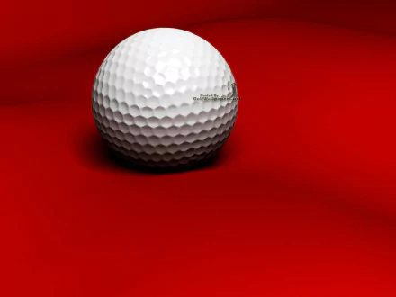 Close-up of a white golf ball on a vibrant red surface, captured in high definition for a striking sports-themed PC desktop wallpaper.