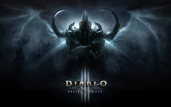 Malthael from Diablo III dominates this HD desktop wallpaper, showcasing a dark, atmospheric backdrop inspired by Diablo III: Reaper of Souls.