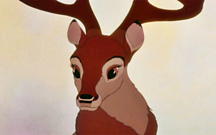 HD PC desktop wallpaper featuring Bambi, the animated deer from the classic movie, with a soft, neutral background.