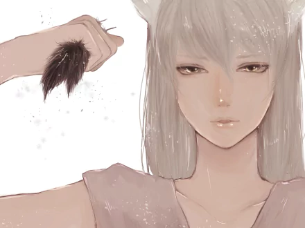 HD anime desktop wallpaper featuring Youko Kurama from Yu Yu Hakusho with soft, muted tones and a serene, focused expression.