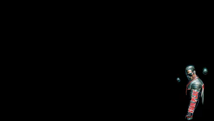 HD PC desktop wallpaper showing Mr Terrific (Mister Terrific), comic hero of the Justice Society of America, standing at right against a stark black background.