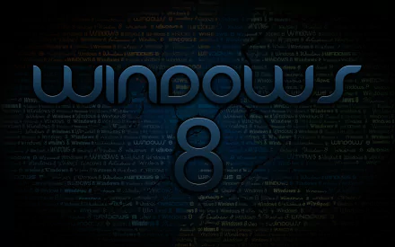 A sleek HD desktop wallpaper featuring the Windows 8 logo, set against a dark, textured background, showcasing technology and modern design.