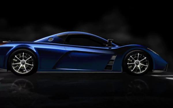 HD PC desktop wallpaper and background of a sleek blue Kepler Motion vehicle in profile, reflected on a glossy black surface.