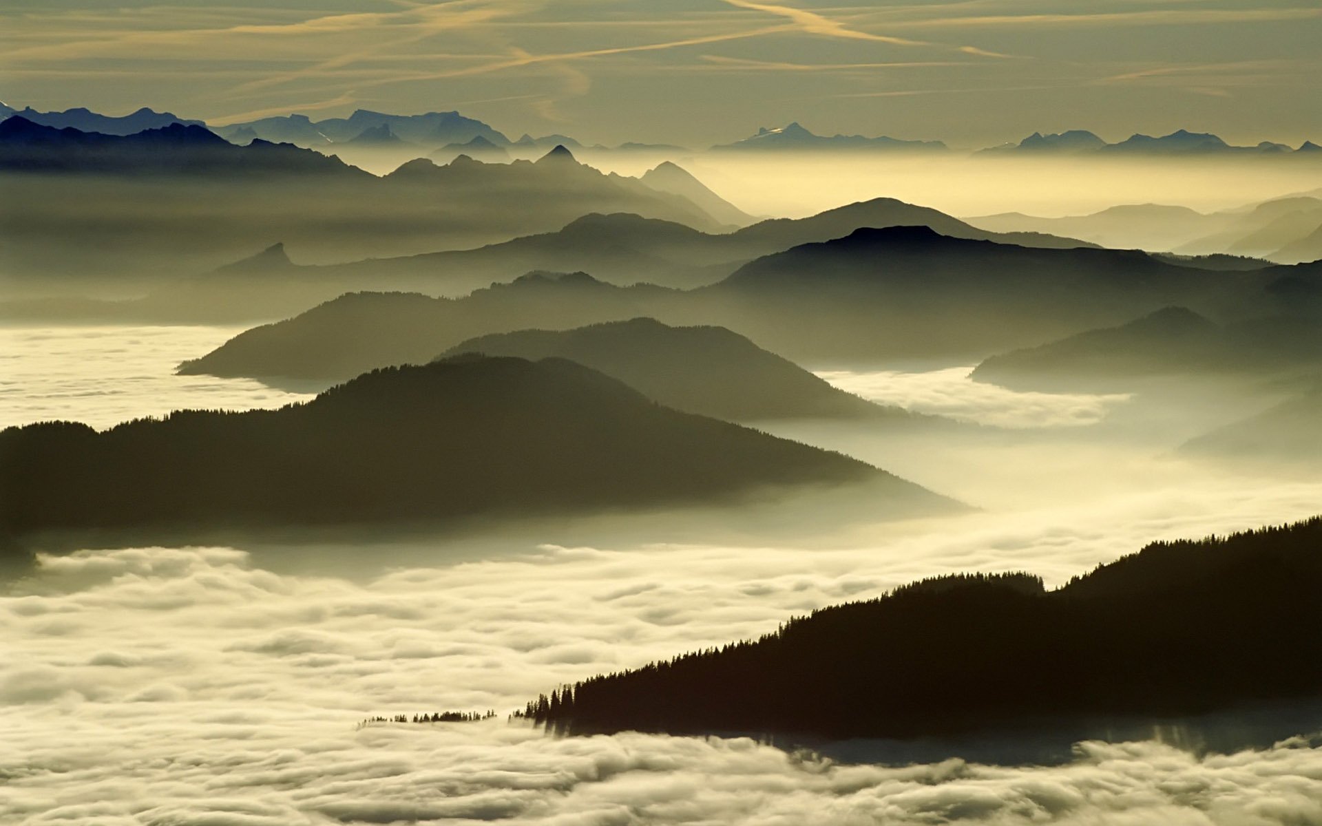 Majestic Foggy Mountains: Stunning Nature HD Wallpaper | 1920x1200 ...