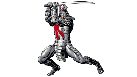 Silver Samurai comic art from X-Men: armored ninja-samurai in a dynamic sword strike, HD PC desktop wallpaper/background.