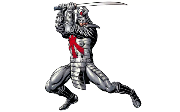 Silver Samurai comic art from X-Men: armored ninja-samurai in a dynamic sword strike, HD PC desktop wallpaper/background.