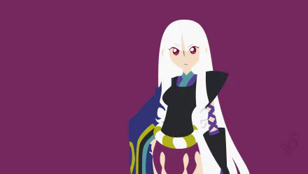 HD PC desktop wallpaper featuring Togame from the anime Katanagatari, showcasing her distinctive white hair and traditional outfit against a solid purple background.