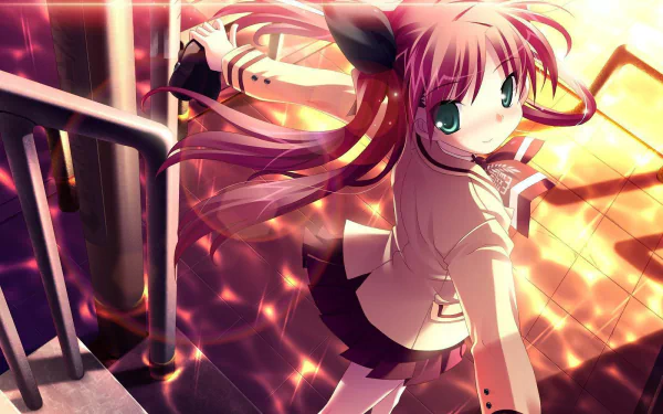 barefoot twintails school uniform Anime girl anime girl HD Desktop Wallpaper | Background Image