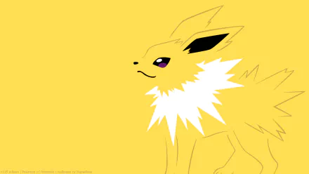 HD desktop wallpaper featuring Jolteon from the Pokémon anime series, part of the Eeveelutions. The minimalist design showcases Jolteon against a yellow background.