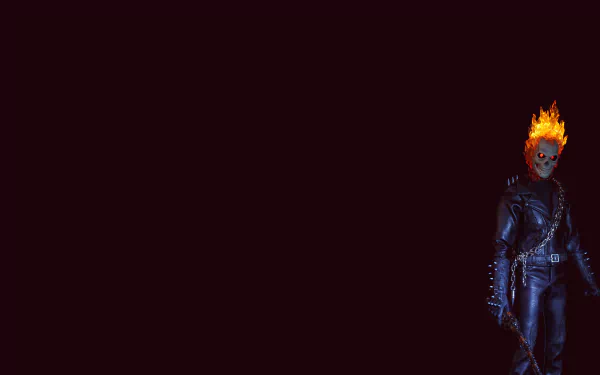 A striking 8K Ultra HD wallpaper featuring Ghost Rider, showcasing the iconic character in a dark, atmospheric background with fiery hair and a fierce demeanor.