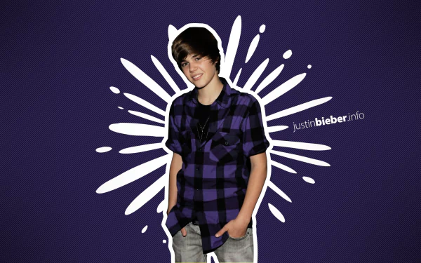 HD desktop wallpaper featuring a person in a purple plaid shirt with a stylized white burst background.