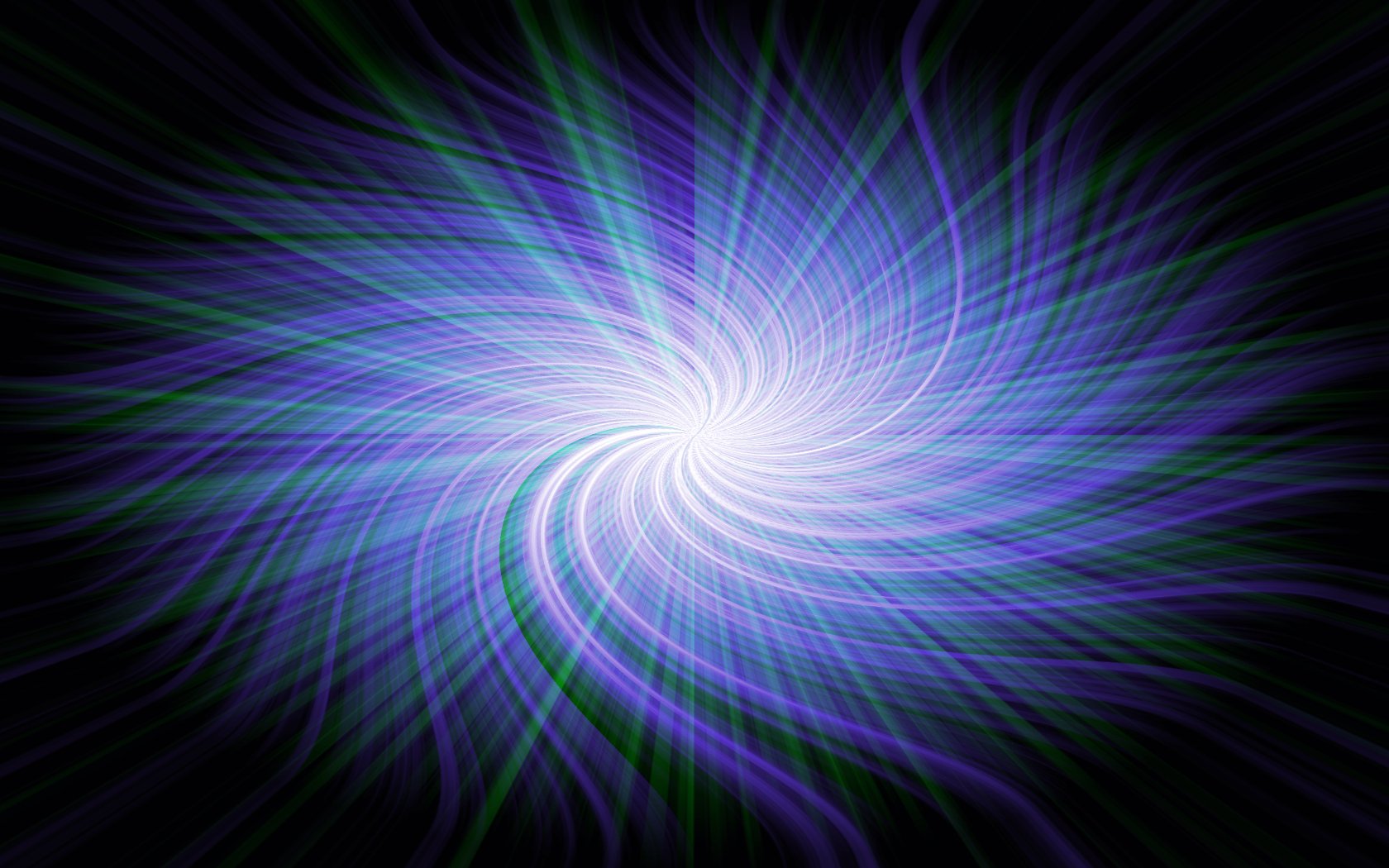 Abstract CGI wallpaper featuring swirling fractal patterns in vibrant blue and green hues, creating a captivating texture and dynamic shapes on a dark background.