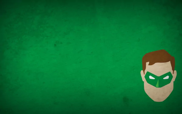 HD PC desktop wallpaper featuring a minimalist comic-style illustration of Hal Jordan as the Green Lantern on a green textured background.