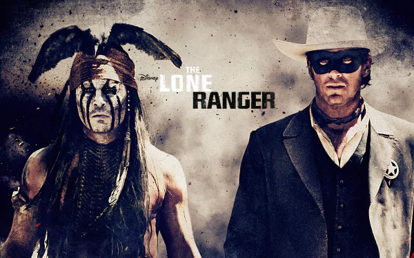 HD desktop wallpaper featuring Johnny Depp as Tonto and Armie Hammer as John Reid from the movie The Lone Ranger.