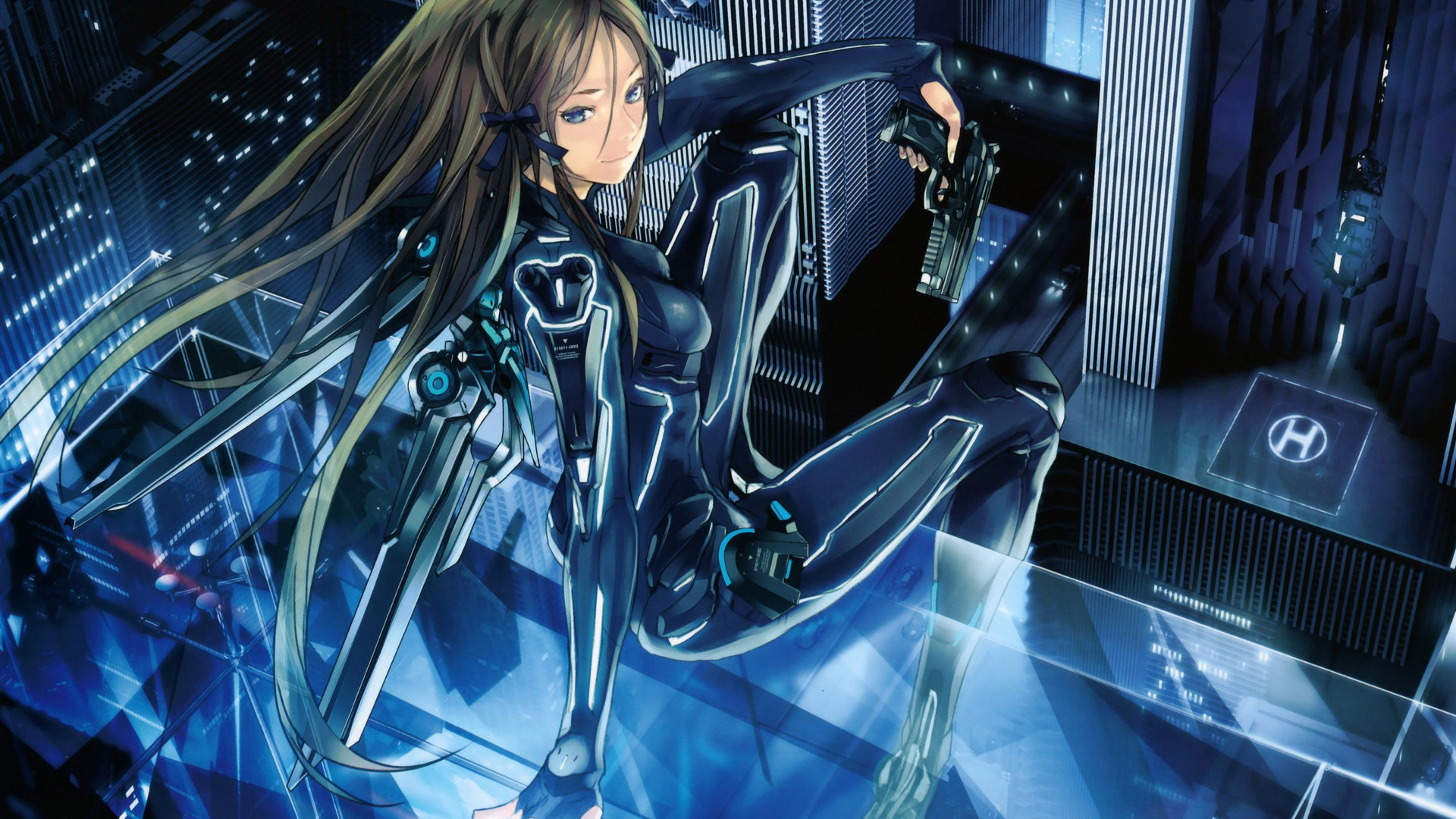 Night City Guardian - HD Anime Girl Wallpaper
