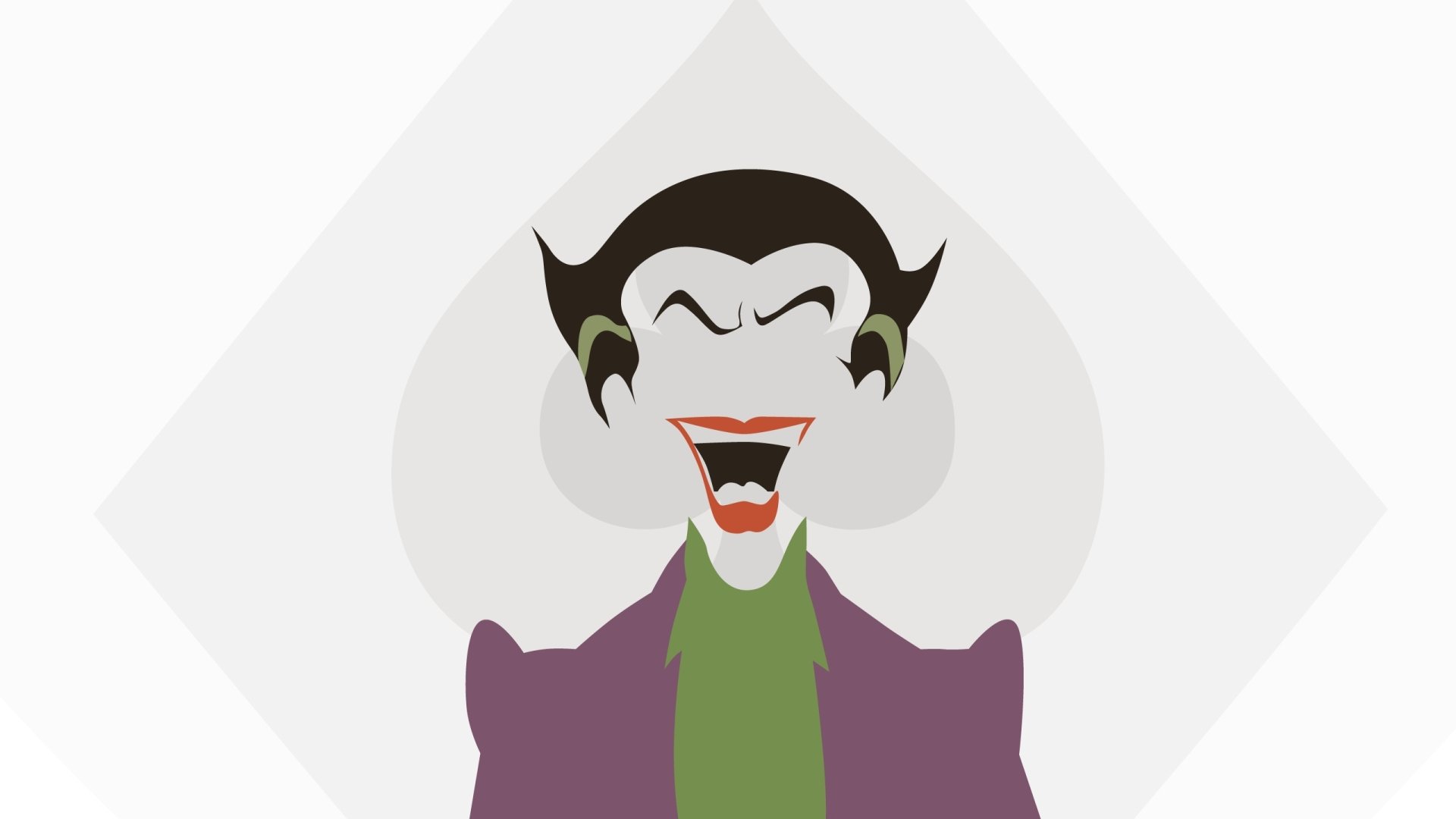 A vibrant HD desktop wallpaper featuring the Joker from comics, showcasing a playful and menacing expression against a minimalist background.