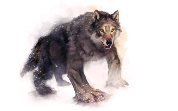 A dark werewolf stands menacingly, showcasing its powerful form. This HD PC desktop wallpaper captures the eerie essence of the mythical creature in vivid detail.