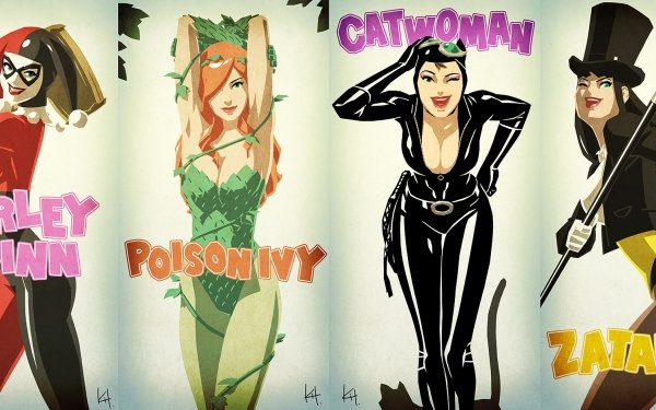 Comics Gotham City Sirens Harley Quinn Poison Ivy Catwoman Zatanna HD Wallpaper | Background Image