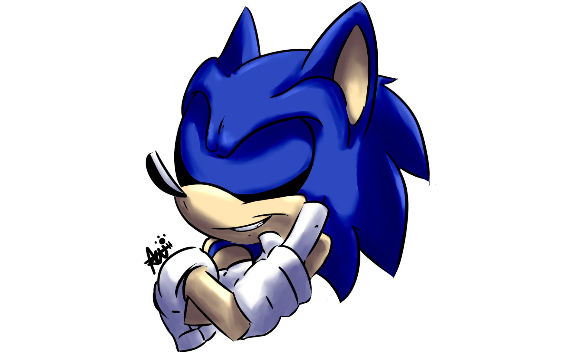 HD PC desktop wallpaper featuring Sonic the Hedgehog from the video game series, depicted with arms crossed and a confident expression on a white background.
