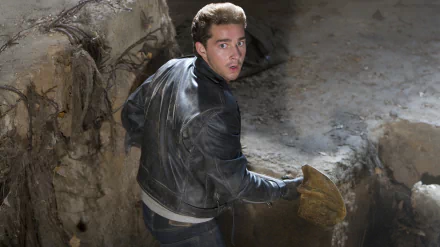 Shia LaBeouf in a scene from the movie Indiana Jones and the Kingdom of the Crystal Skull, featured as an HD PC desktop wallpaper background.