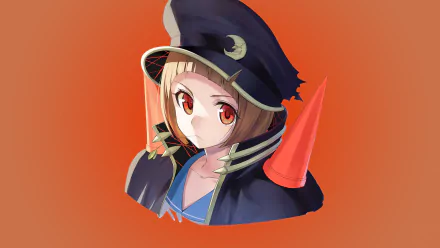 Mako Mankanshoku from the anime Kill La Kill is depicted against an orange background in this HD PC desktop wallpaper, showcasing her unique style and vibrant personality.