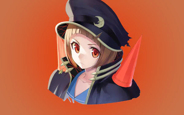 Mako Mankanshoku from the anime Kill La Kill is depicted against an orange background in this HD PC desktop wallpaper, showcasing her unique style and vibrant personality.