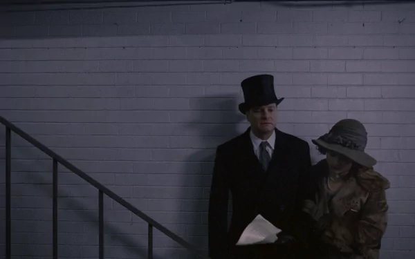 HD desktop wallpaper from the movie The King's Speech, featuring actors Colin Firth as King George VI and Helena Bonham Carter as Queen Elizabeth.