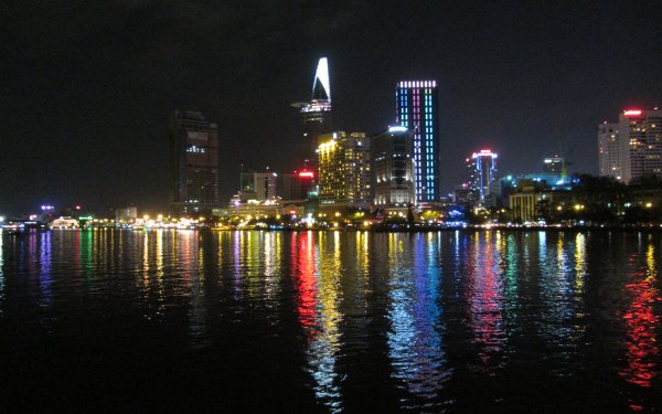 Man Made Ho Chi Minh City Cities Vietnam Bitexco Finacial Tower Saigon River Night HD Wallpaper | Background Image