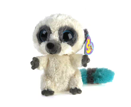 A cute Beanie Boo plush toy with big eyes and a fluffy tail, depicted against a white background, serves as a charming HD PC desktop wallpaper and background.