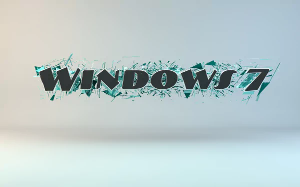 HD PC desktop wallpaper background, technology-themed: stylized WINDOWS 7 text with teal shards and a modern 3D effect.