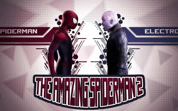 HD desktop wallpaper featuring Spider-Man and Electro from The Amazing Spider-Man 2 movie, facing each other with the movie title in bold at the bottom.