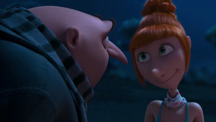 HD desktop wallpaper featuring Lucy and Gru from the movie Despicable Me 2 in a close, heartfelt moment.