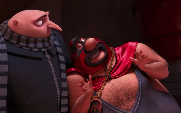 HD PC desktop wallpaper featuring Eduardo El Macho and Gru from the animated movie Despicable Me 2.