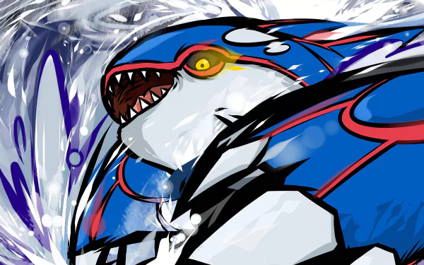 Vibrant 4K Ultra HD PC desktop wallpaper featuring Kyogre, the legendary Pokémon from the video game series, depicted with dynamic colors and sharp details.