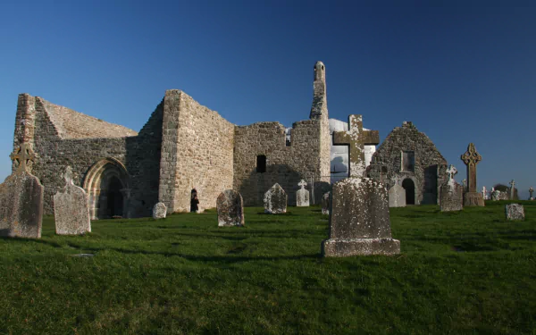 architecture cemetery monastery cross Ireland Clonmacnoise religious Clonmacnoise Monastery HD Desktop Wallpaper | Background Image