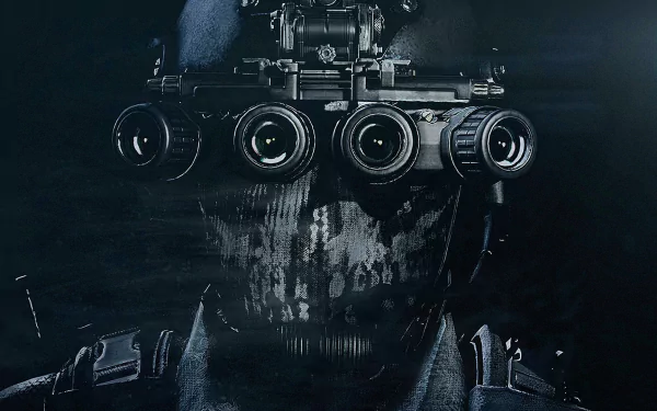 HD desktop wallpaper and background featuring a character from the video game Call of Duty: Ghosts, wearing night vision goggles and a distinctive face mask.
