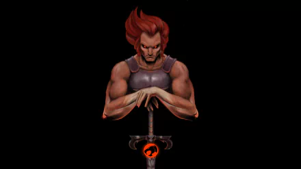 4K Ultra HD PC wallpaper featuring Lion-O from the 1985 TV show Thundercats, holding the Sword of Omens against a black background.