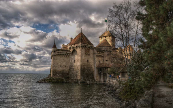 Switzerland Veytaux man made chateau de chillon HD Desktop Wallpaper | Background Image