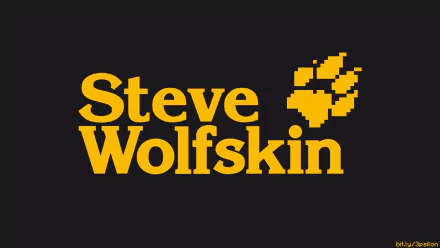 A vibrant HD desktop wallpaper featuring a parody of Jack Wolfskin, playfully blending Adidas elements with Minecraft-inspired pixel art, showcasing Steve Wolfski in bold yellow text.