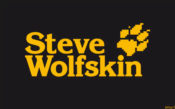 A vibrant HD desktop wallpaper featuring a parody of Jack Wolfskin, playfully blending Adidas elements with Minecraft-inspired pixel art, showcasing Steve Wolfski in bold yellow text.