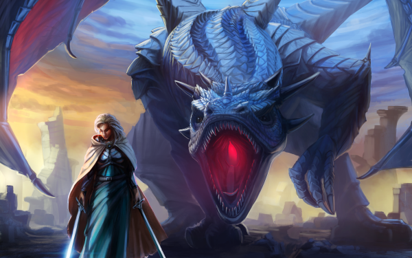 Fantasy Dragon Woman Warrior HD Wallpaper | Background Image