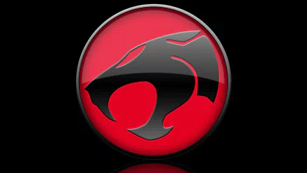 HD PC desktop wallpaper featuring the iconic black panther emblem from the 1985 TV show Thundercats on a red circular background.