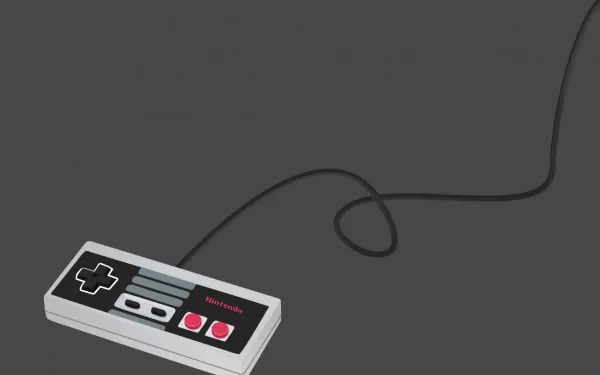 HD PC desktop wallpaper featuring a classic Nintendo Entertainment System controller on a dark background, highlighting retro video game nostalgia.