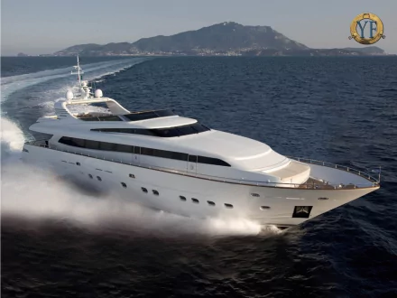 HD desktop wallpaper showcasing a sleek white yacht cruising on open water with mountains in the background, highlighting a luxurious ship and vehicle.