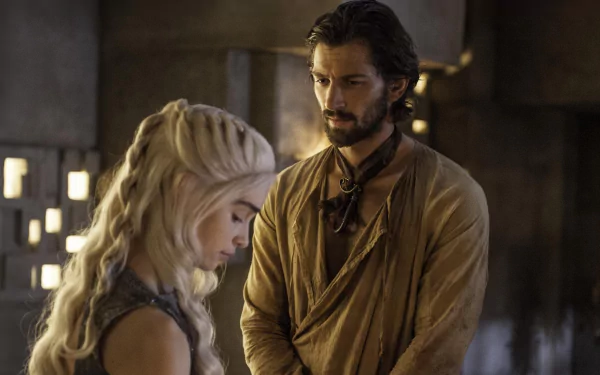 Michiel Huisman Daario Naharis Emilia Clarke Daenerys Targaryen TV Show Game Of Thrones HD Desktop Wallpaper | Background Image