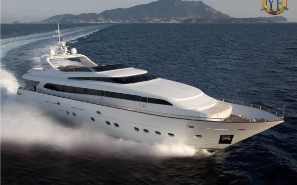 HD desktop wallpaper showcasing a sleek white yacht cruising on open water with mountains in the background, highlighting a luxurious ship and vehicle.